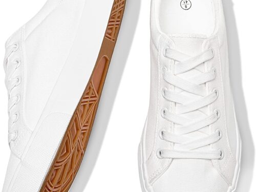 Mens Canvas Shoes White Black Sneakers Low Top Lace Up Casual Shoes